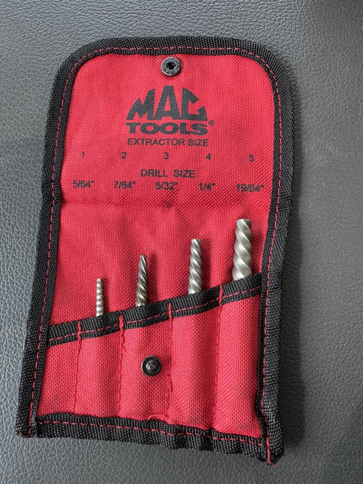 Mac Tools 5 PC Spiral Flute Extractor Set SPEX5S **MISSING 5/64’’ Extractor**