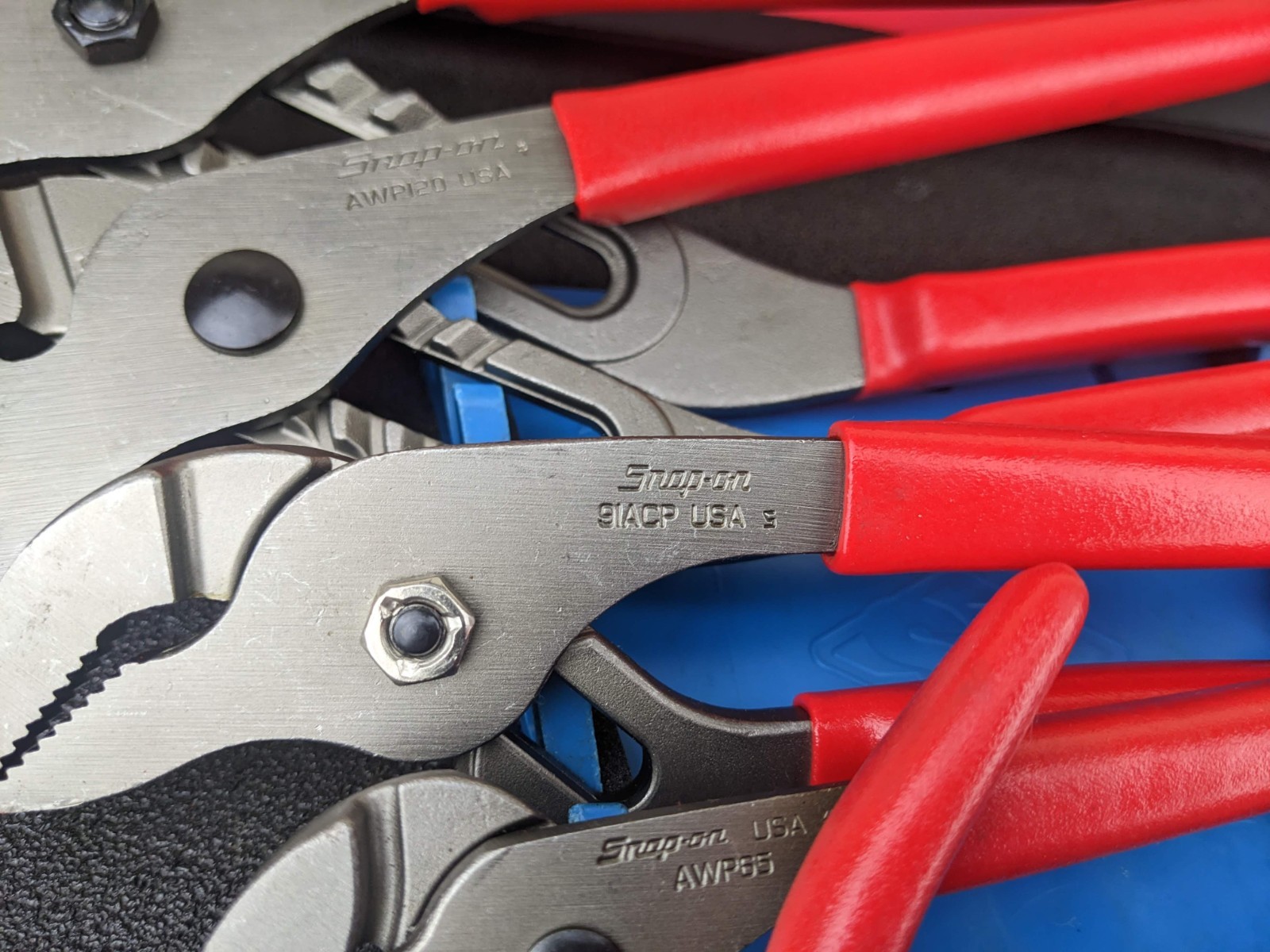 #bp054 Snap-on Tools USA NEW RED Adjustable Joint Pliers Foam Set PLAJ600FR