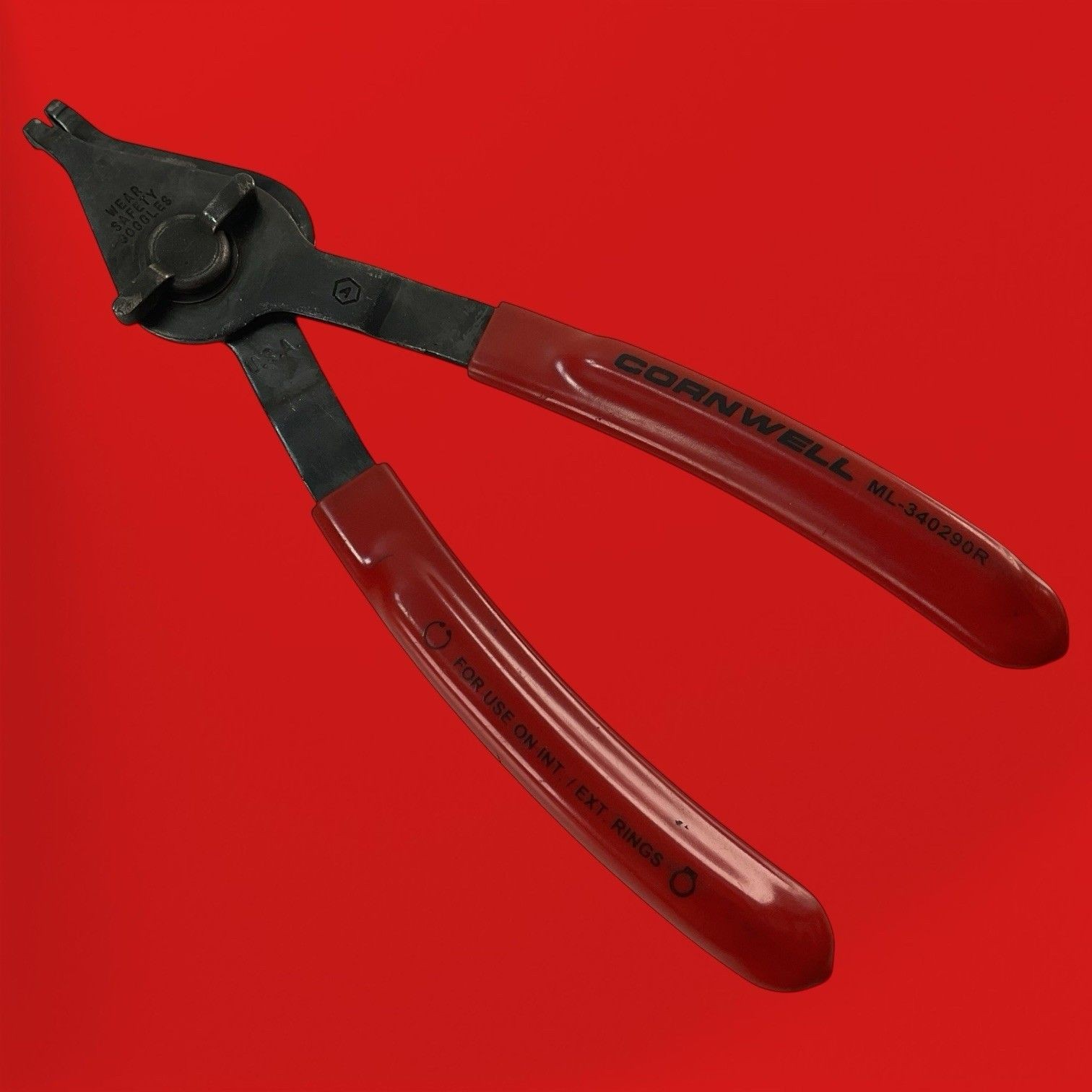 Cornwell ML-340290R Snap Ring Pliers Reversible Internal External 7.5 Inch Red