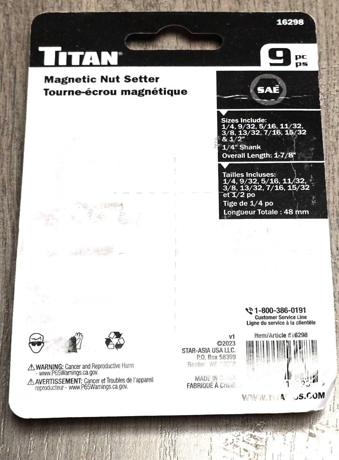 Titan 9pc SAE Magnetic Impact Nut Setter/ Driver Set 1/4″ to 15/32″#16298