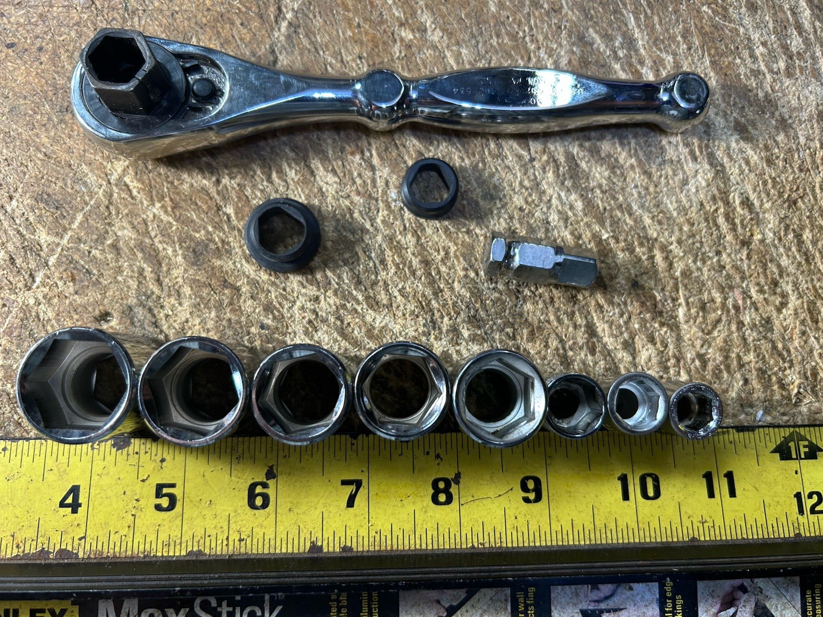O-Ratchet 12 Pc SAE Pass Thru Socket Set Hexx Drive Ratchet