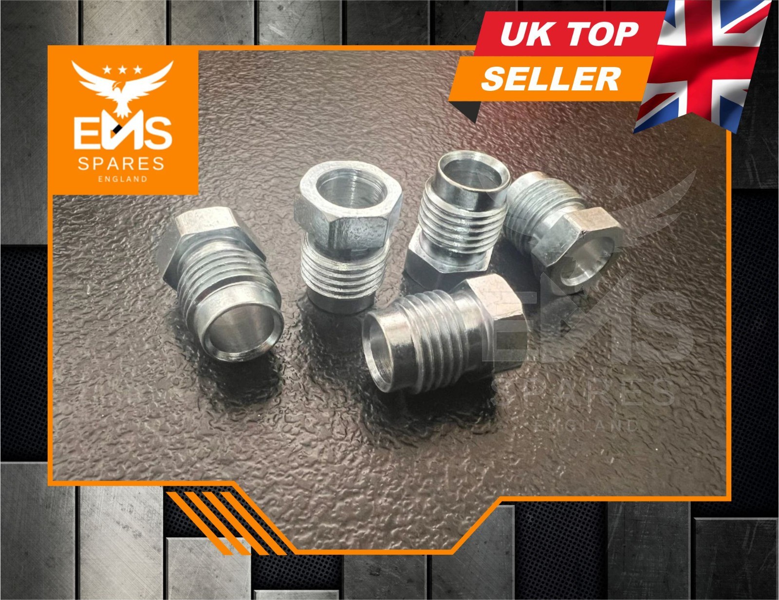 Brake Pipe Male Union Fittings 1/2″ x 20 UNF for 5/16″ Pipe Thread Steel – 5x
