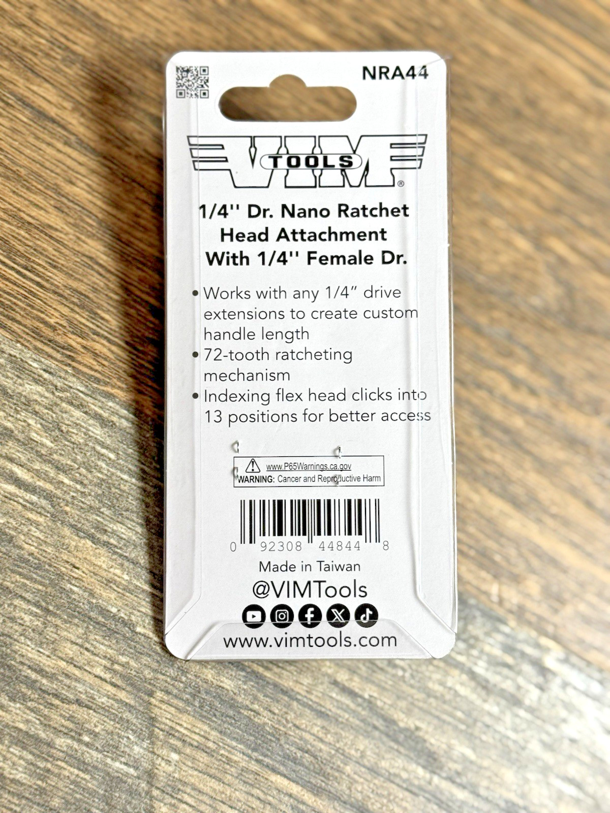 New VIM Tools 1/4″ Inch Drive Compact Nano Ratchet Flex Head Attachment NRA44