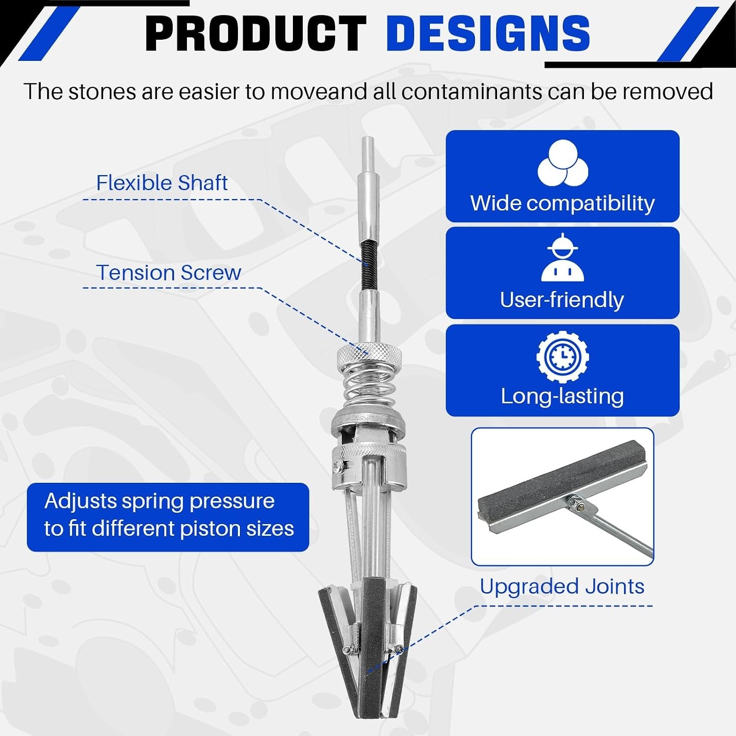 Precision Engine Brake Cylinder Hone Tool 2″ to 6-1/2″ with 3 Stones 220 Grit
