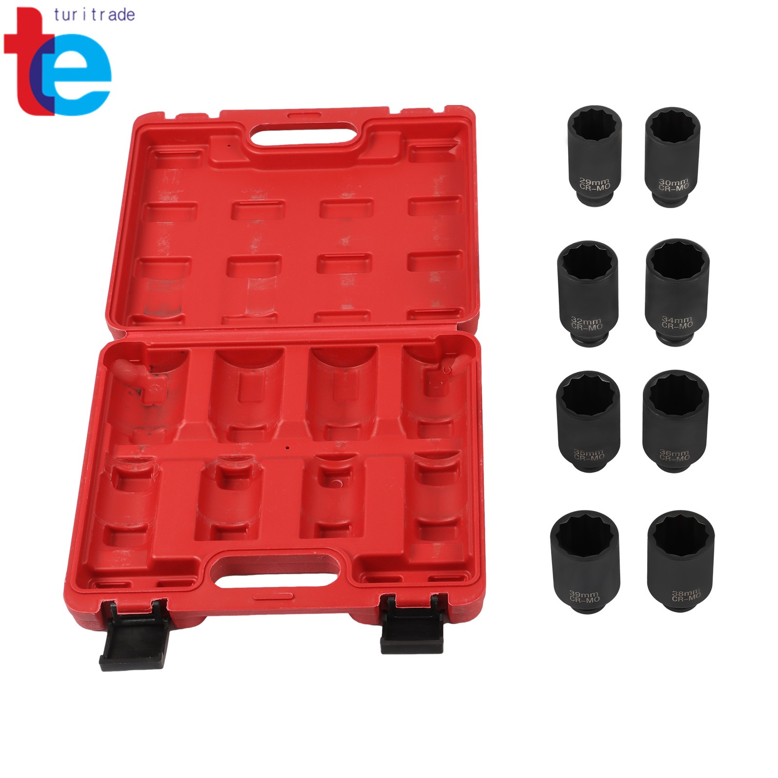 8Pc Axle Nut Socket Set 12 Point 1/2″ Drive 29-39mm for Toyota BMW Mercedes-Benz
