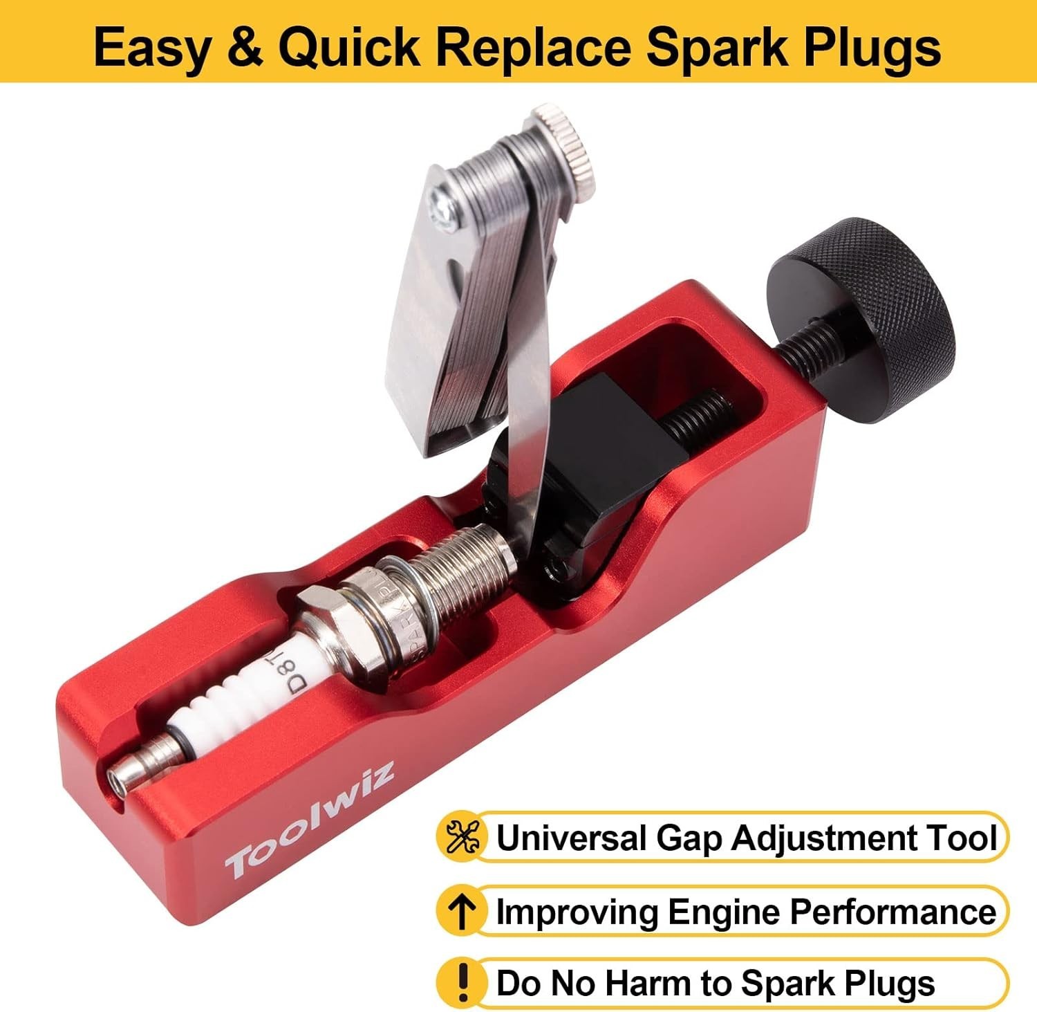 Compact Spark Plug Gap Tool with 32-Blade Feeler Gauge for Precise Adjustment