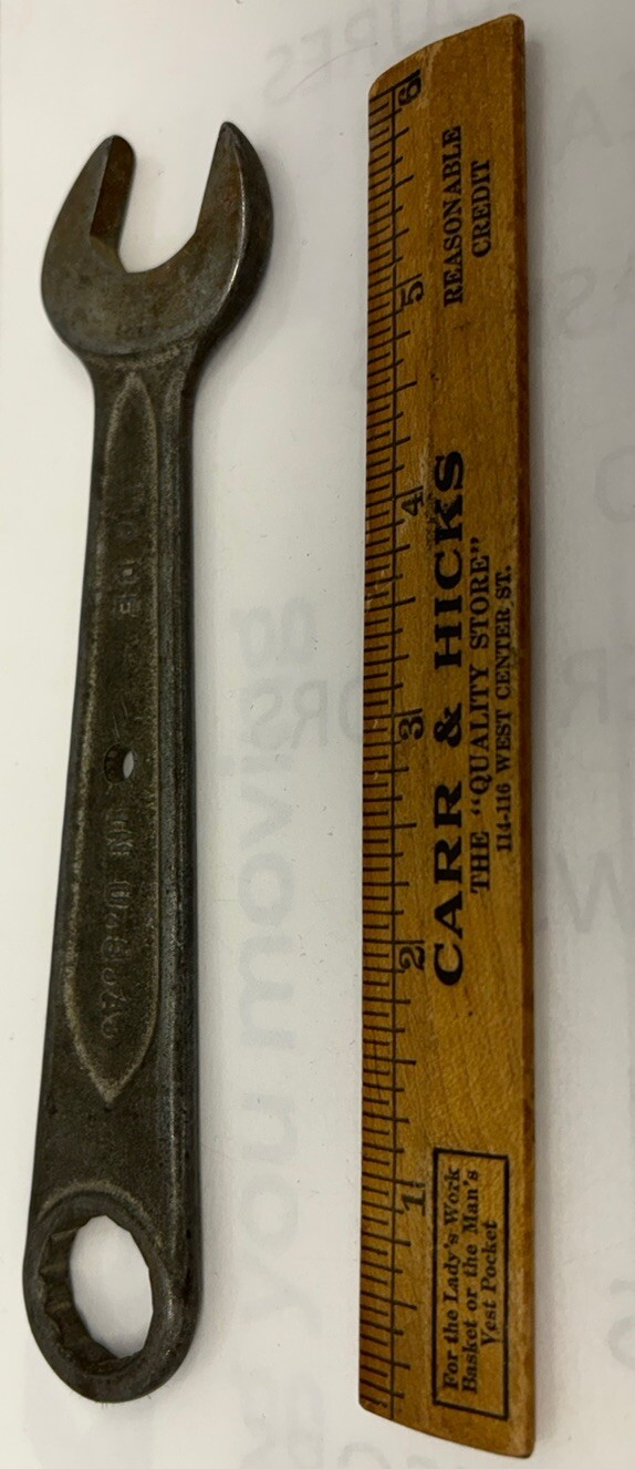 Unmarked Forged Bare Steel USA Combination Wrench 5/8″ & 3/4″ Antique Decor