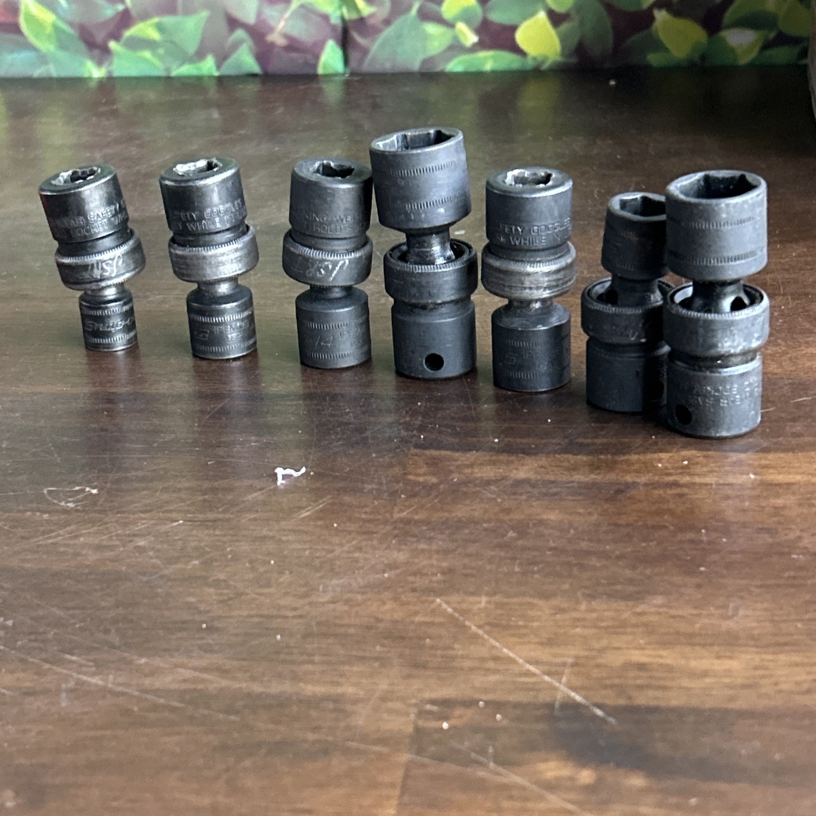 Snap On IPFM10B, 10,12,13,14,15,17,18 MM Swivel Joint Impact Socket Lot Of 7