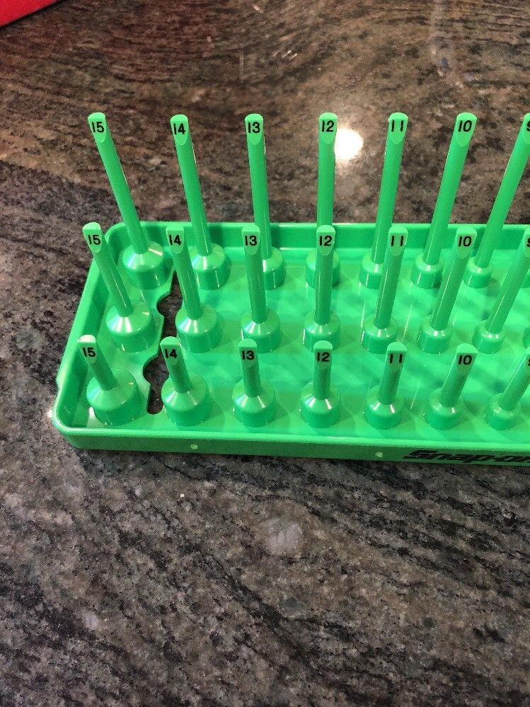Snap On ka143metgn 1/4 metric post 3 row socket tray green