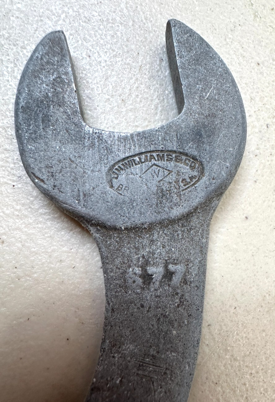 J H Williams Vintage Open End S Wrench 677 1/4 x 5/16 USA W-Diamond