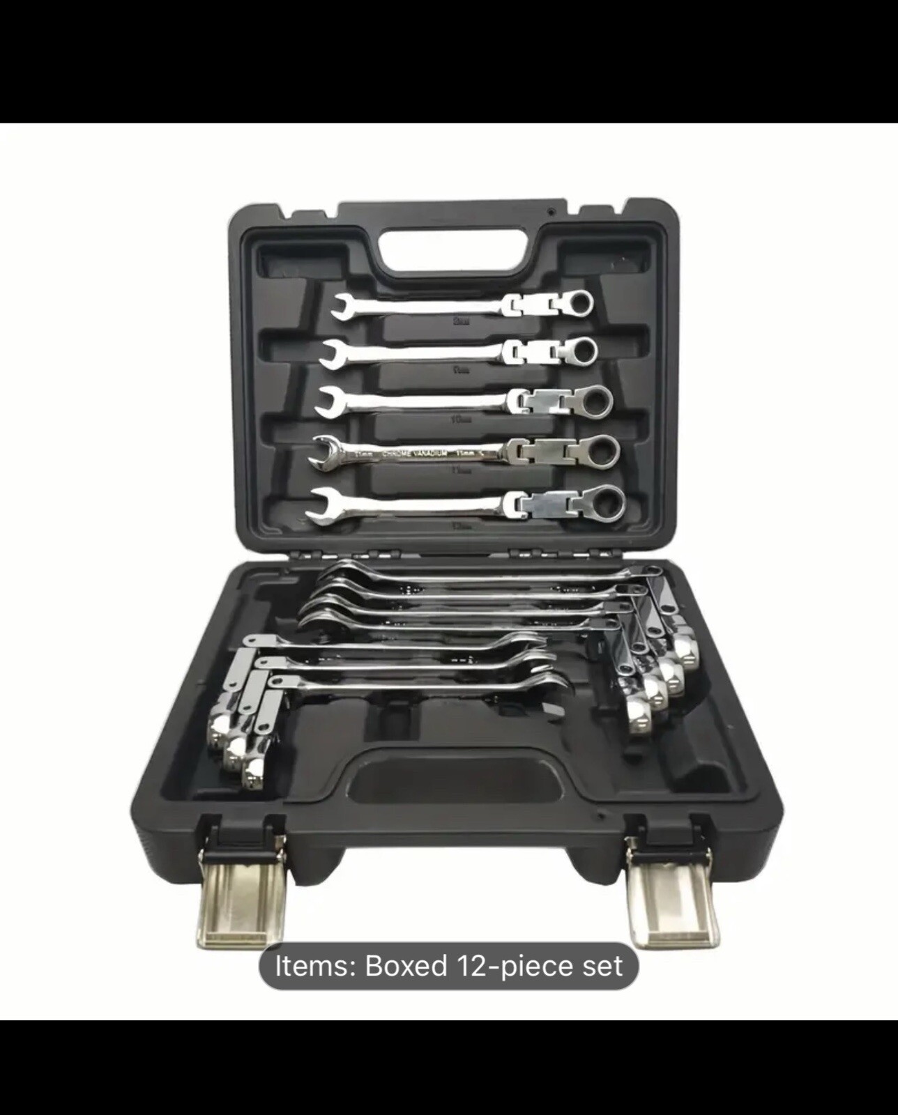 12pcFlex-Head Double Joint With Portable Box End Ratcheting Wrenches NEW 8-19mm