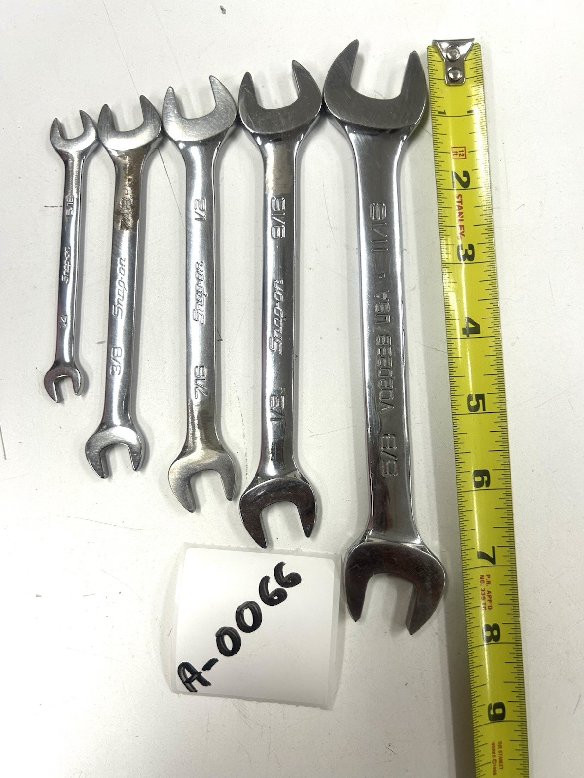 A-0066 Snap-on USA SAE Open-End Wre Set 1/4-15/16 5 Pc Lot V0202B