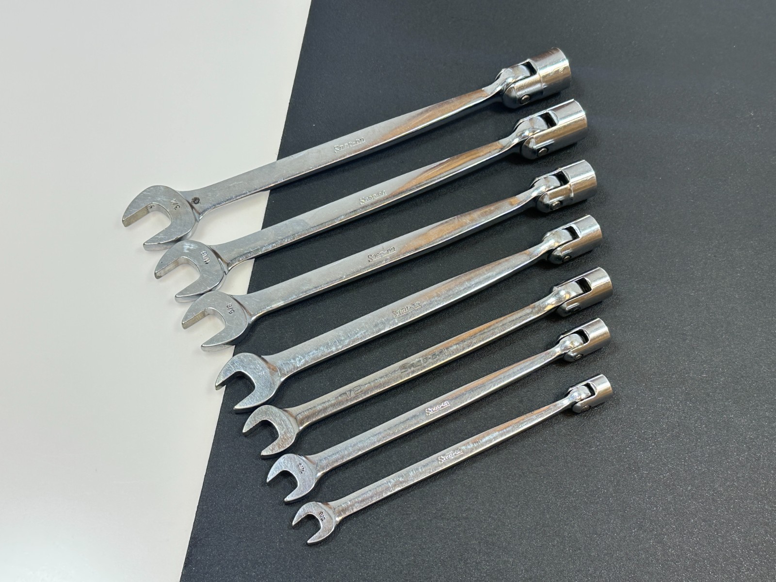 🇺🇸 Snap-on Tools USA FHO607 7pc SAE 3/8″-3/4″ Flex Head Combination Wrench Set
