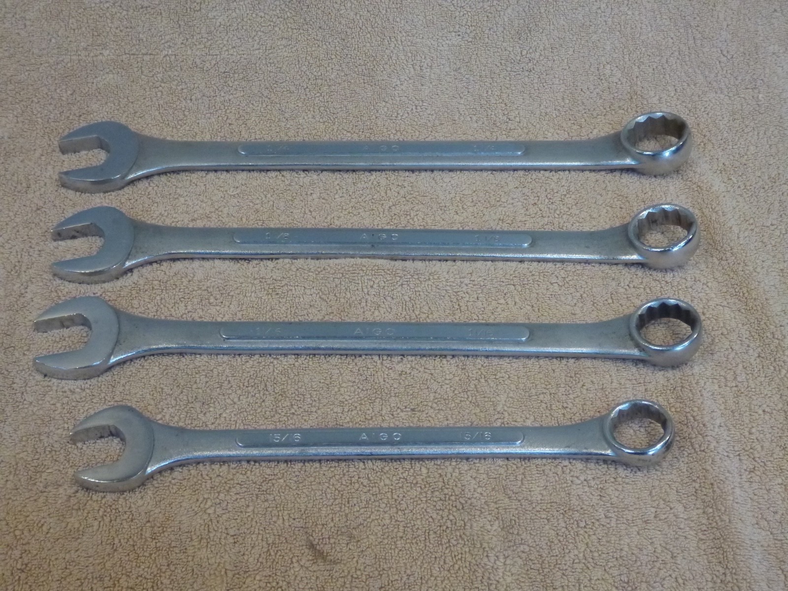 4 AIGO Large Combo Forged Wrench 1-1/4, 1-1/8, 1-1/16 & 15/16 Open Box End JAPAN