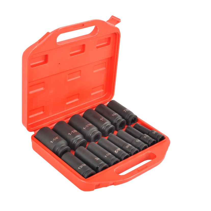 1/2″ Drive Shallow Impact Socket Set 6-Point SAE 3/8″ to 1-1/4″ 14 PCS