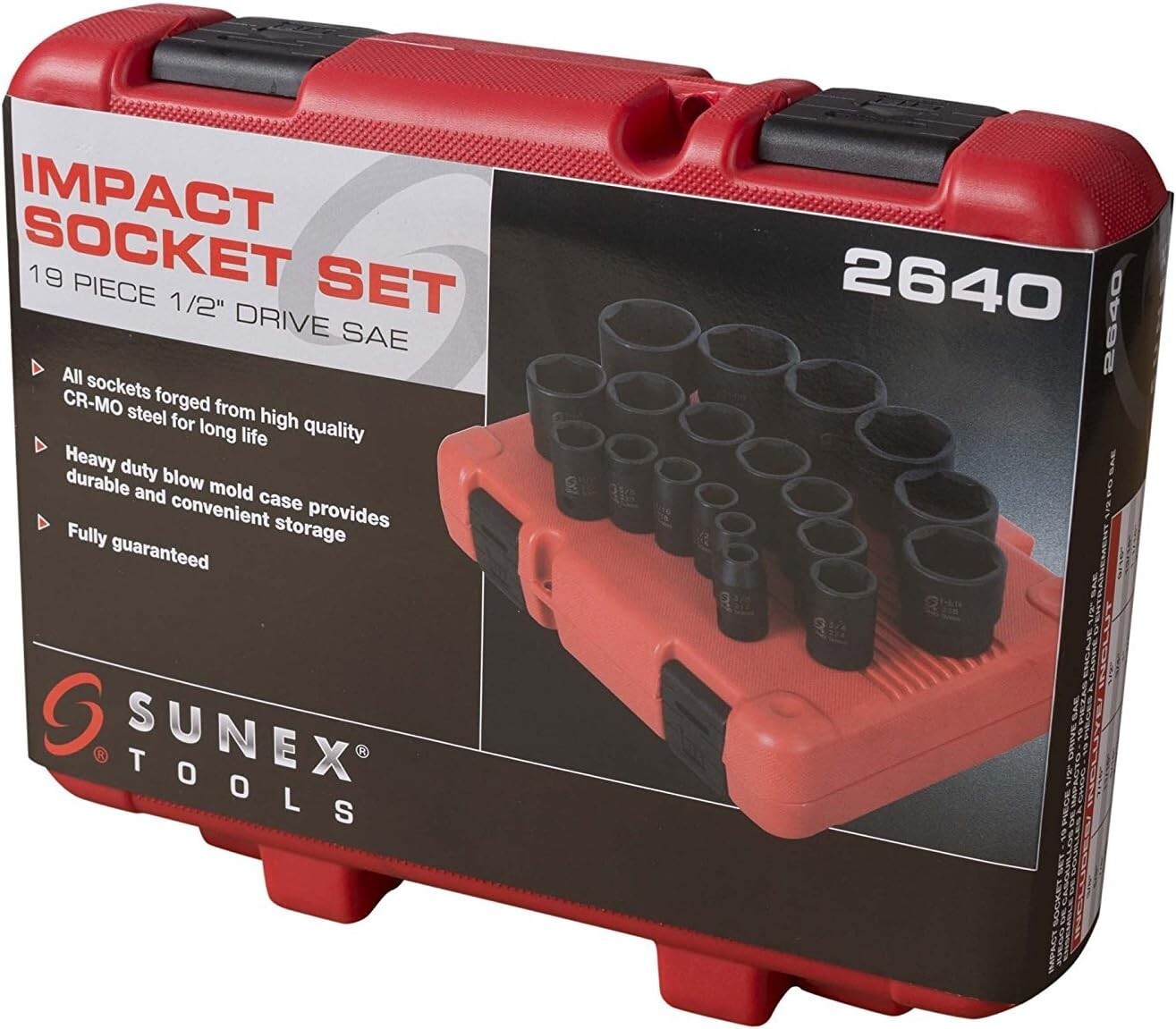 Durable 1/2″ Drive 19-Piece Impact Socket Set – Radius Corners, Heavy-Duty Case