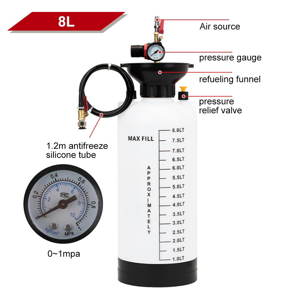 8L Pneumatic Transmission Gearbox Oil Filling Pump Tool W/ 5pcs Adaptor Kits UK