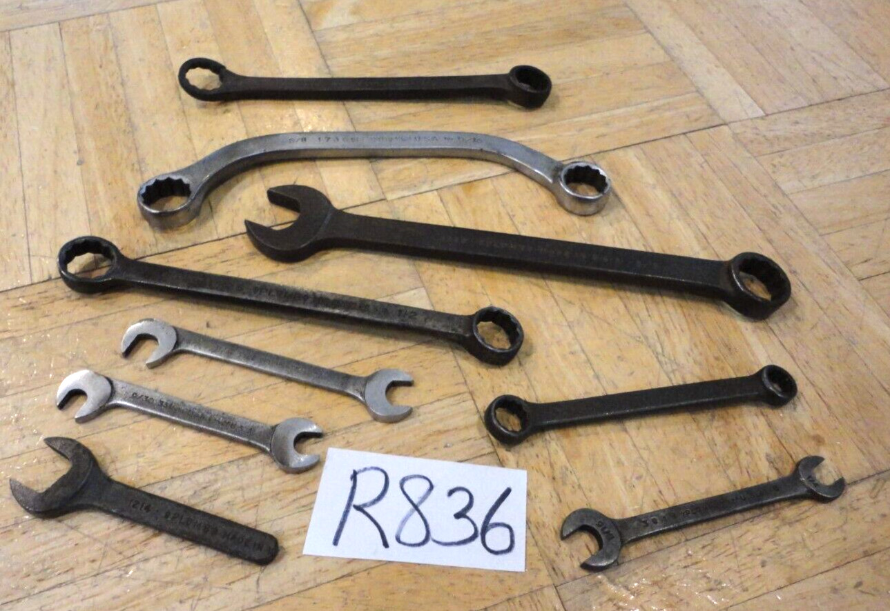 PLOMB TOOLS 9 PIECE ASSORTED SAE. WRENCHES, OBSTRUCTION, BOX & OPEN END, COMBO