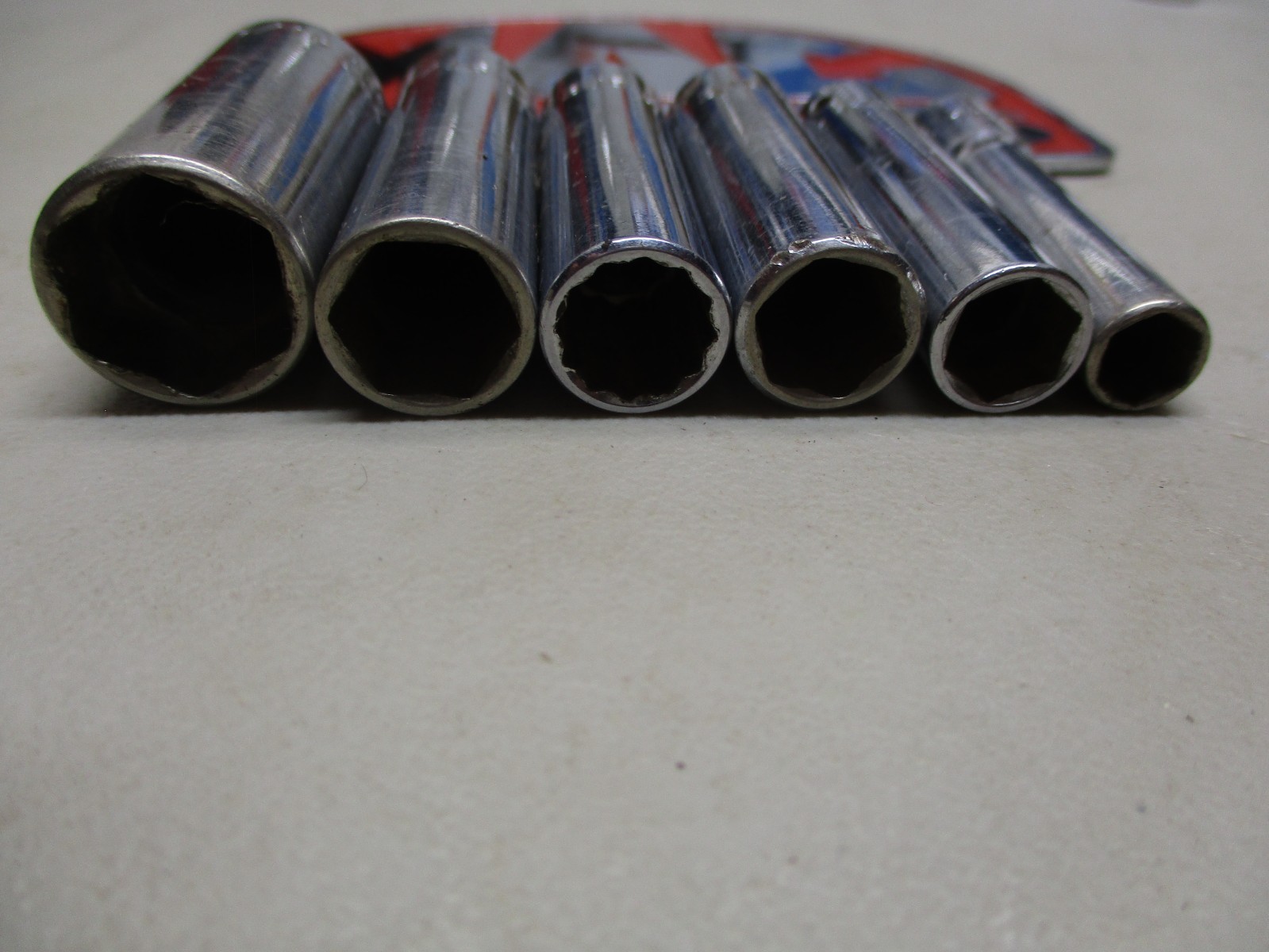 MAC TOOLS 1/4″ DP SOCKET 6PCS 1/4″ ,11/32″, 3/8, 7/16, 9/16 ALL 6PT, 1 3/8″ 12PT
