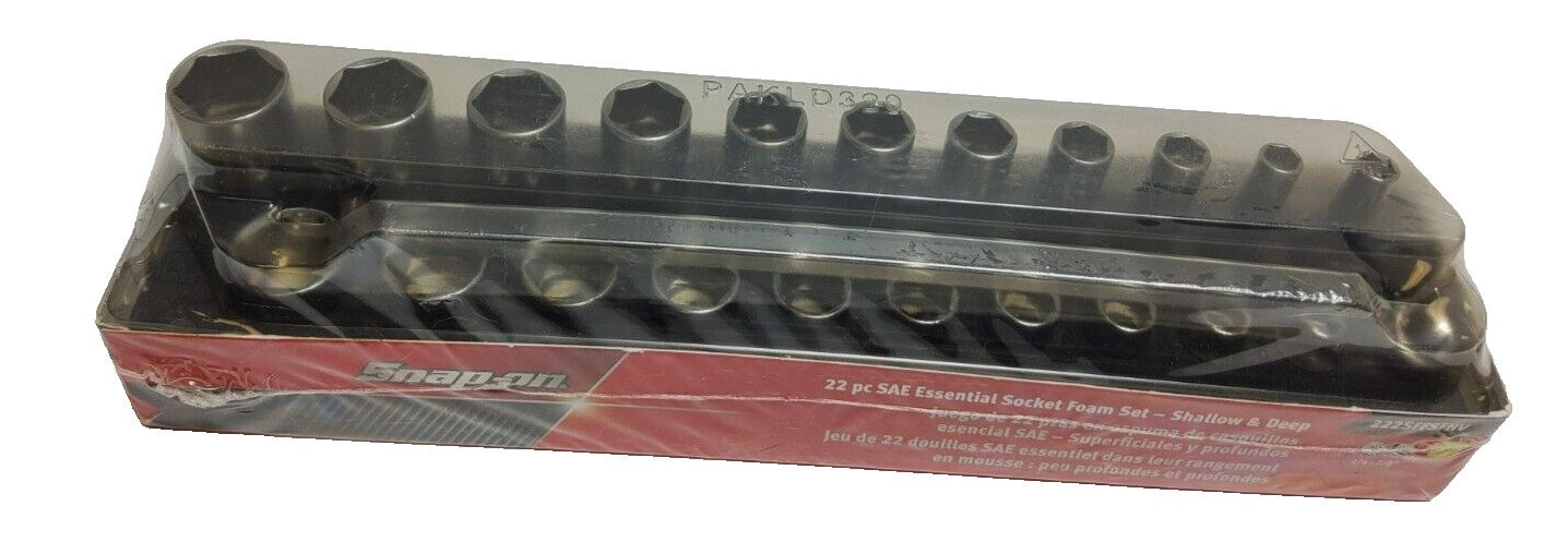 New Snap-on 3/8″ drive 1/4″ thru 7/8″ 22pc 6-point Shallow Deep Socket 222SFFSHV