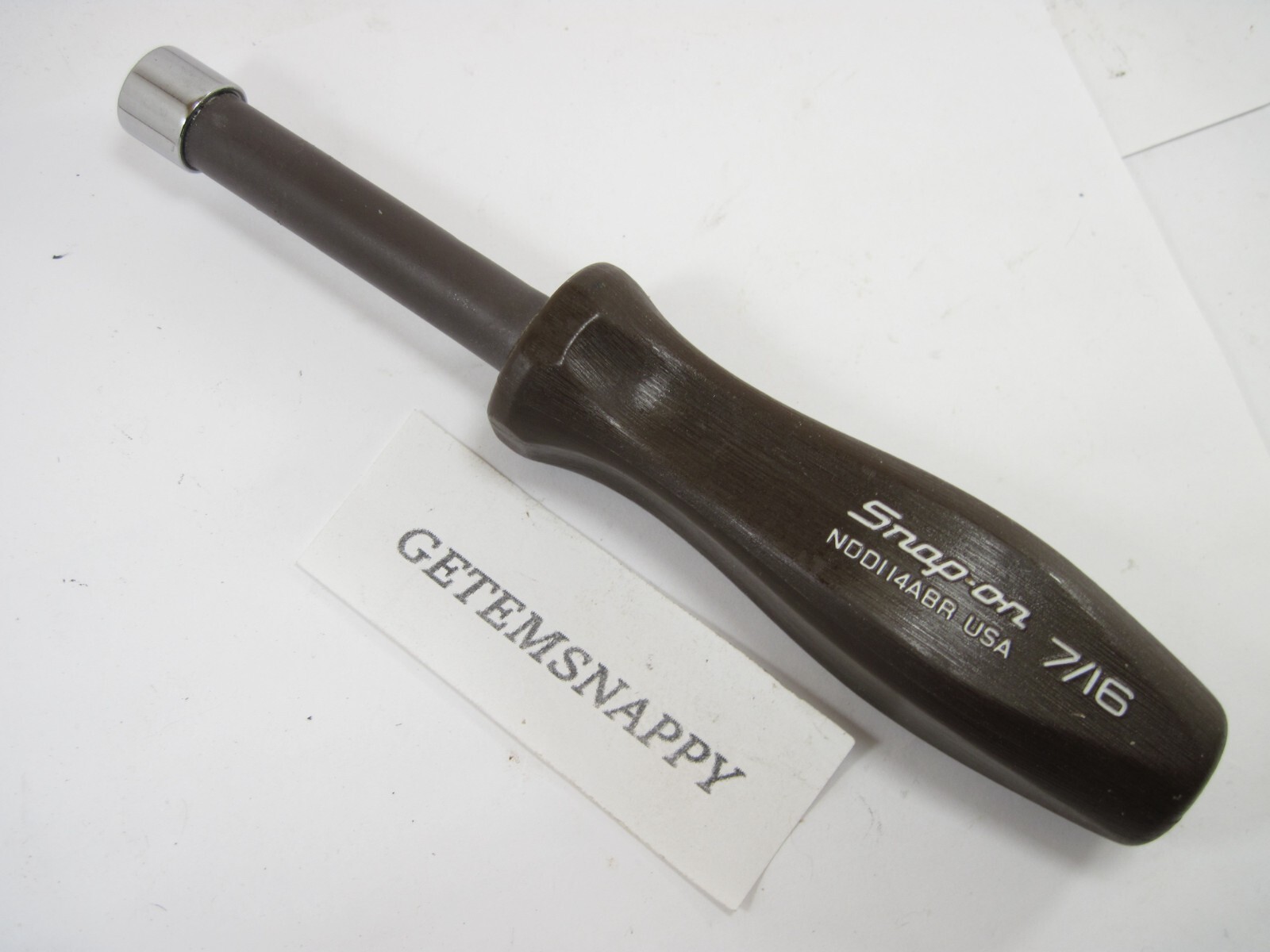 Snap On 7/16″ Nut Driver With Brown Screwdriver Handle NDD114ABR MINT