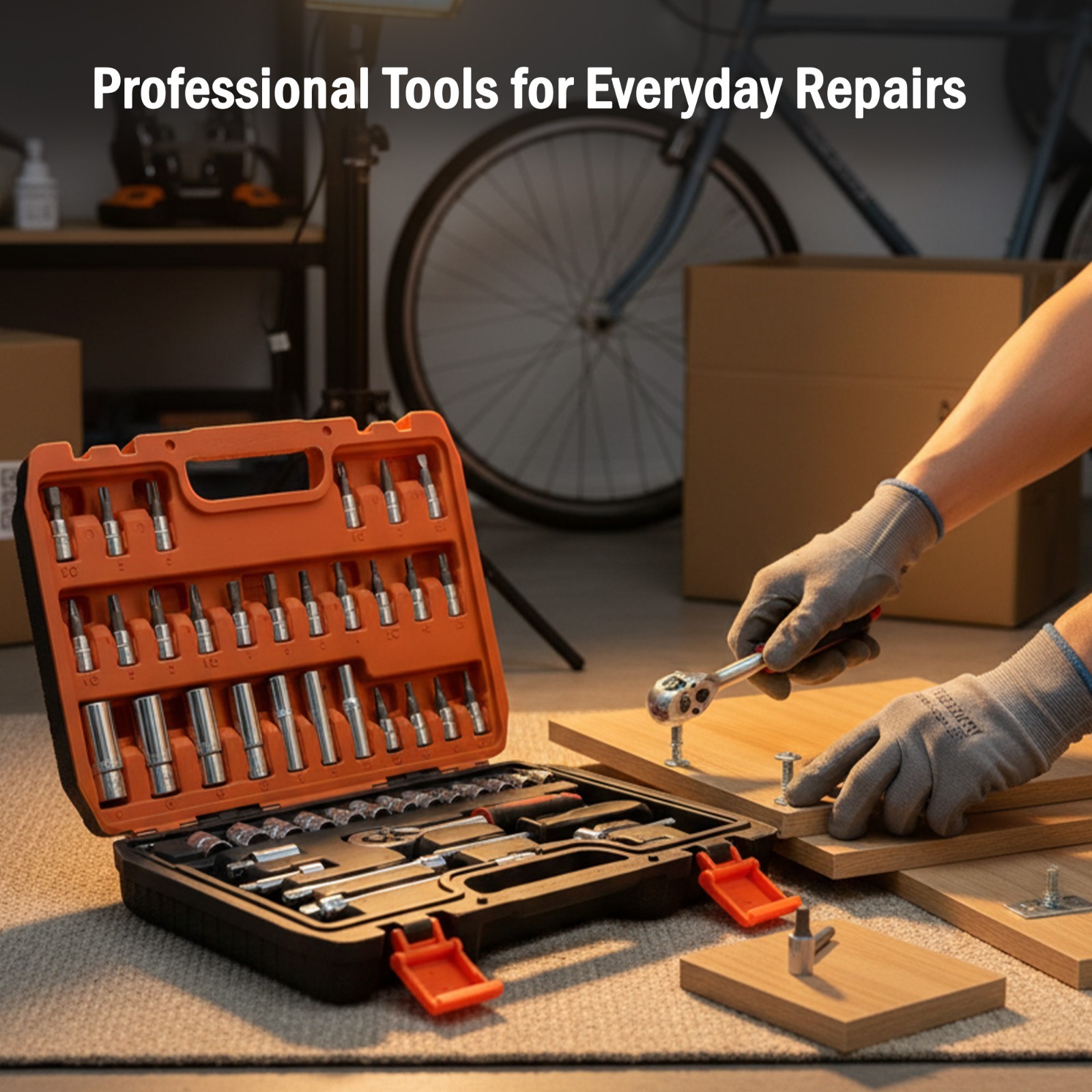 53Pcs Socket Wrench & Ratchet Tool Set Galvanized Carbon Steel Tool Kit