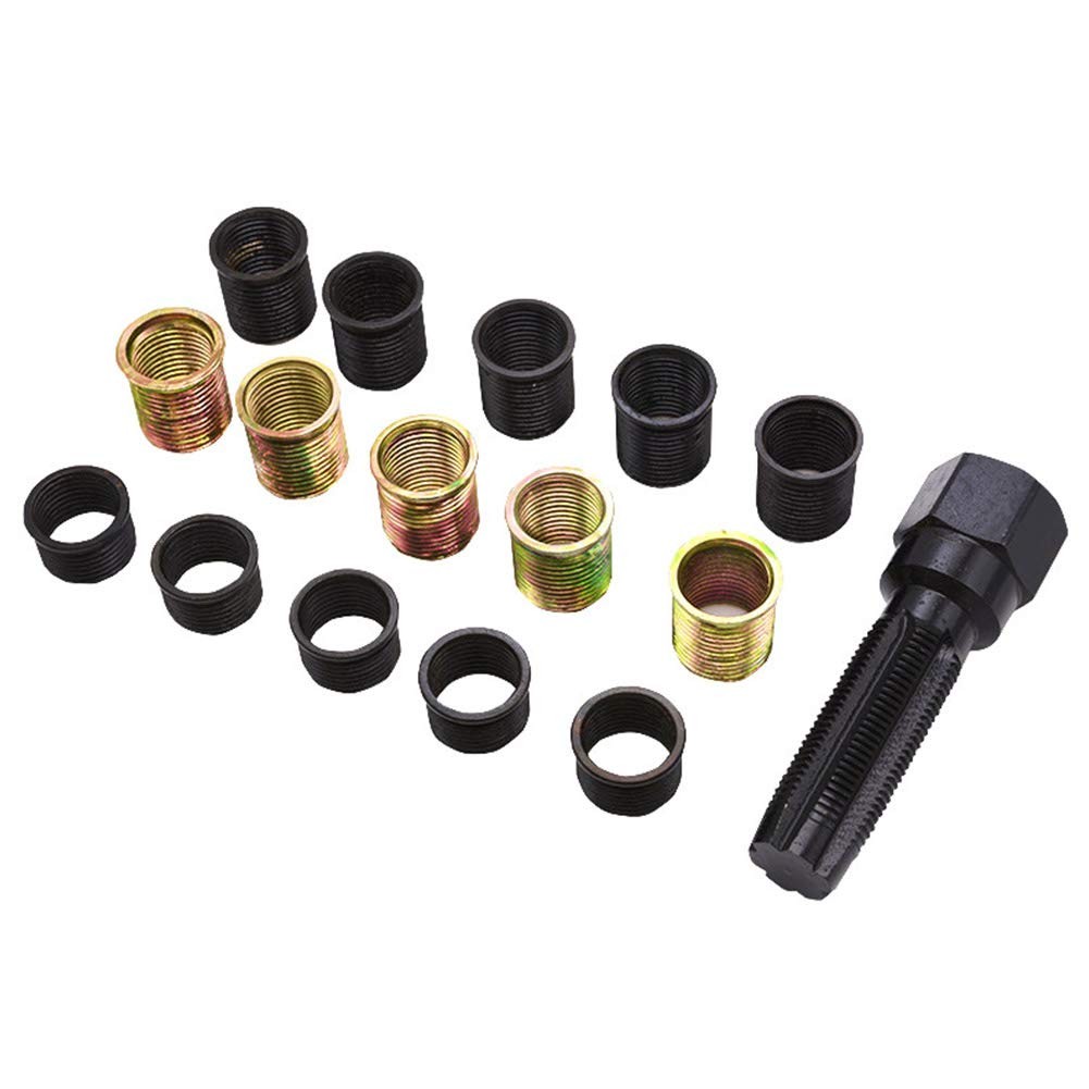 Kit Reparación Rosca Bujía M14x1.25 Machuelo M16 Insertos Acero al Carbono 16PCS
