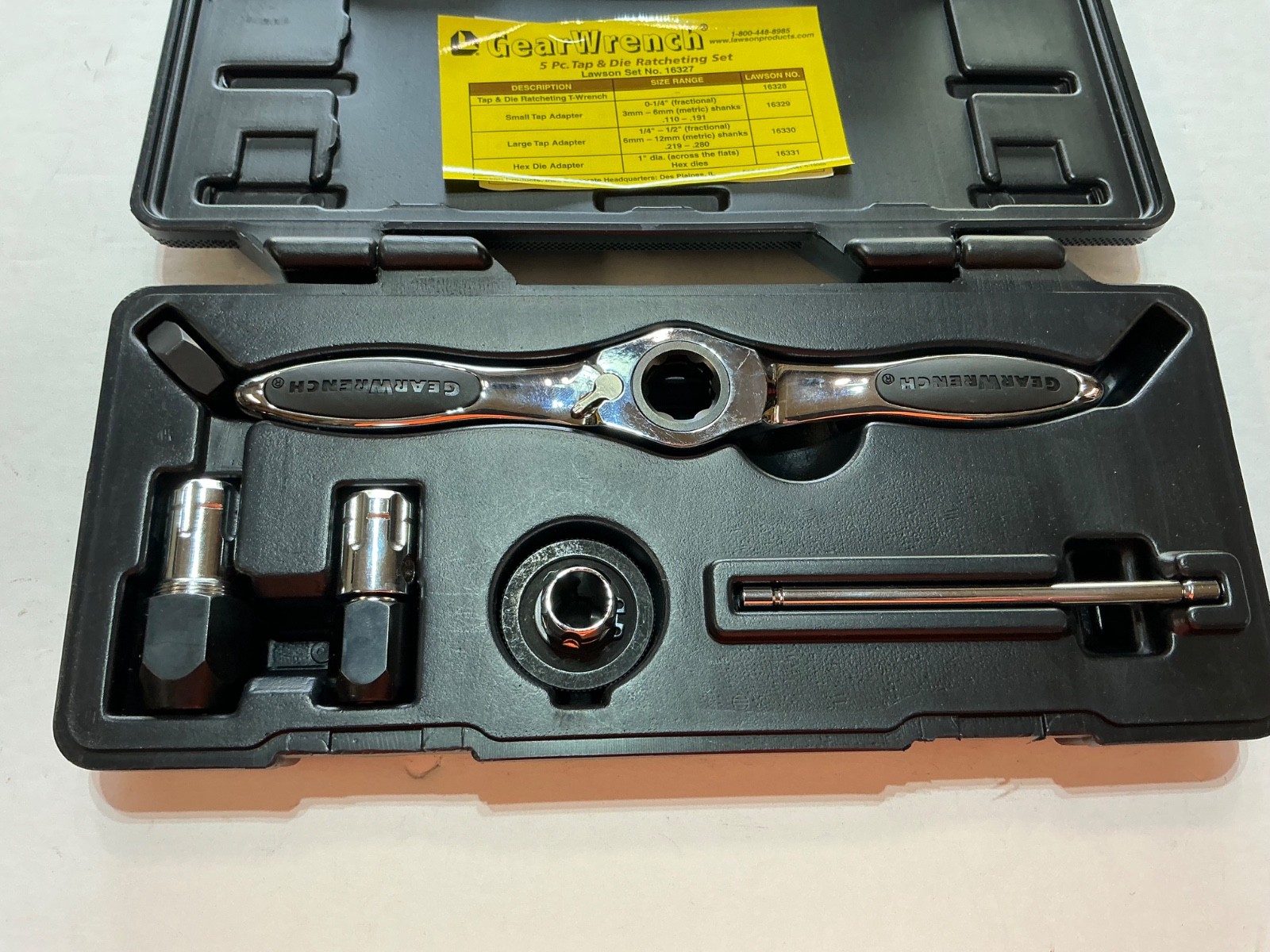 Lawson branded GEARWRENCH 5 Pc. Ratcheting Tap & Die Drive Tool Set #3880 #16327