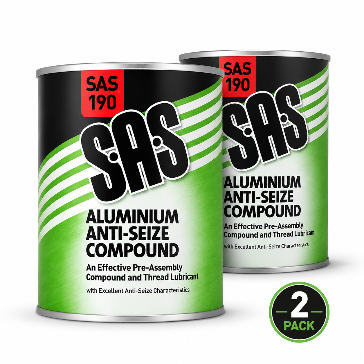 2 x SAS Aluminium Anti-Seize Compound 500g Tin – High-Temp, Copper-Free (1100°C)