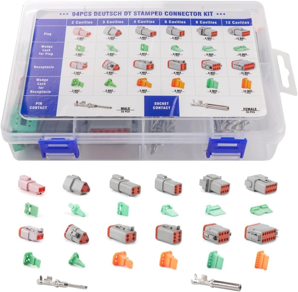 94Pcs 6 Sets Deutsch DT Connector Kit，2/3/4/6/8/12 Pin Connectors with…