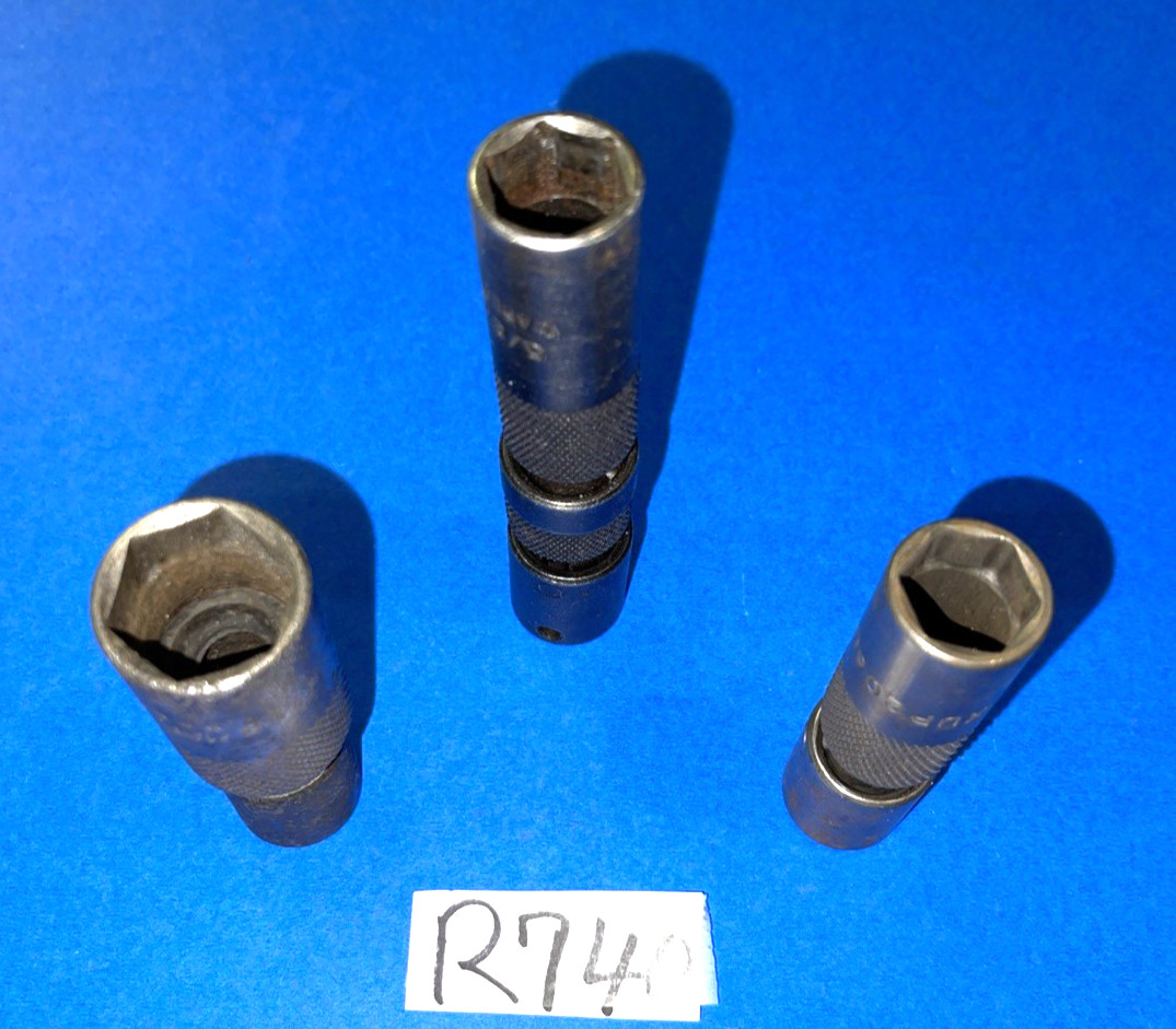 MAC TOOLS 3 PC. 3/8 DRIVE IMPACT SAE. SPARK PLUG UNIVERSAL, DOUBLE JOINT SOCKETS