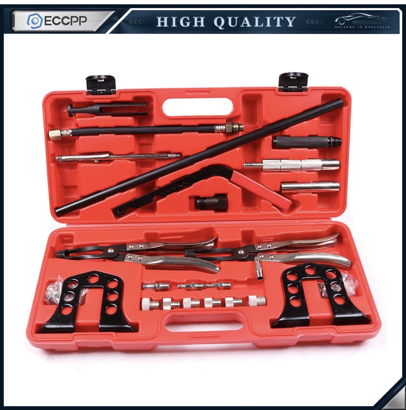 23PCS Steel Valve Spring Compressor Stem Seal OHV OHC Installer Remover Tool Set