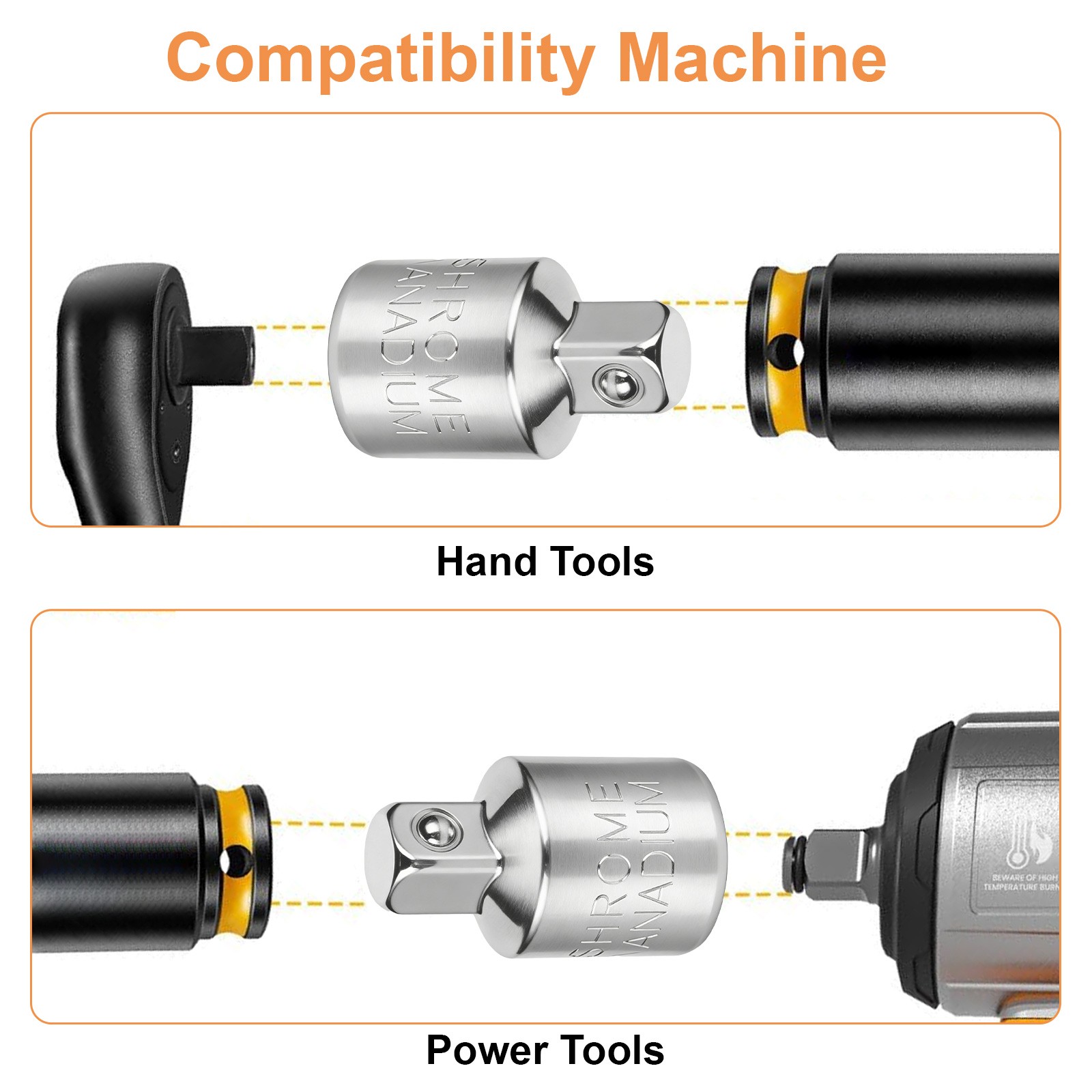 6PCS 1/4″ 3/8″ 1/2″ Drive Swivel Impact Universal Joint Sockets Adapter Tool Set