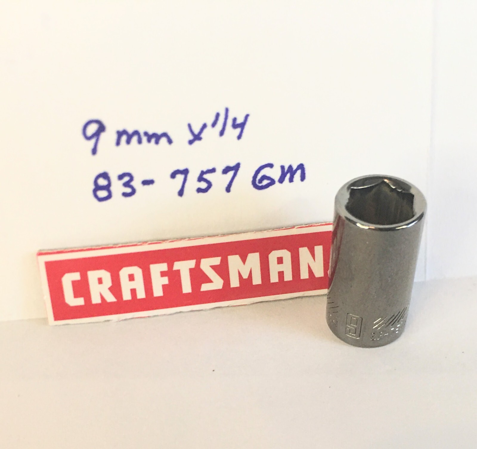 Craftsman 9 mm x 1/4″ Dr Socket 83-757GM Gunmetal Chrome – 6 Pt – Free Shipping