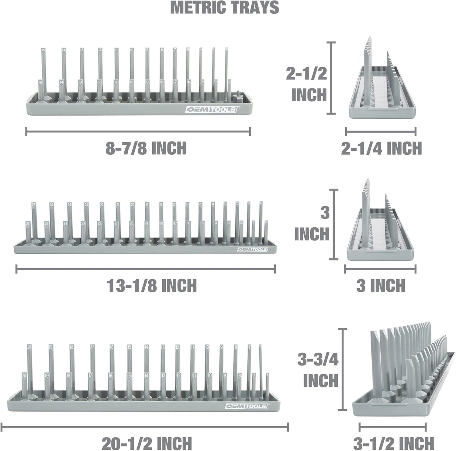 Efficient SAE & Metric 6-Piece Socket Holders – Tipping Prevention Design