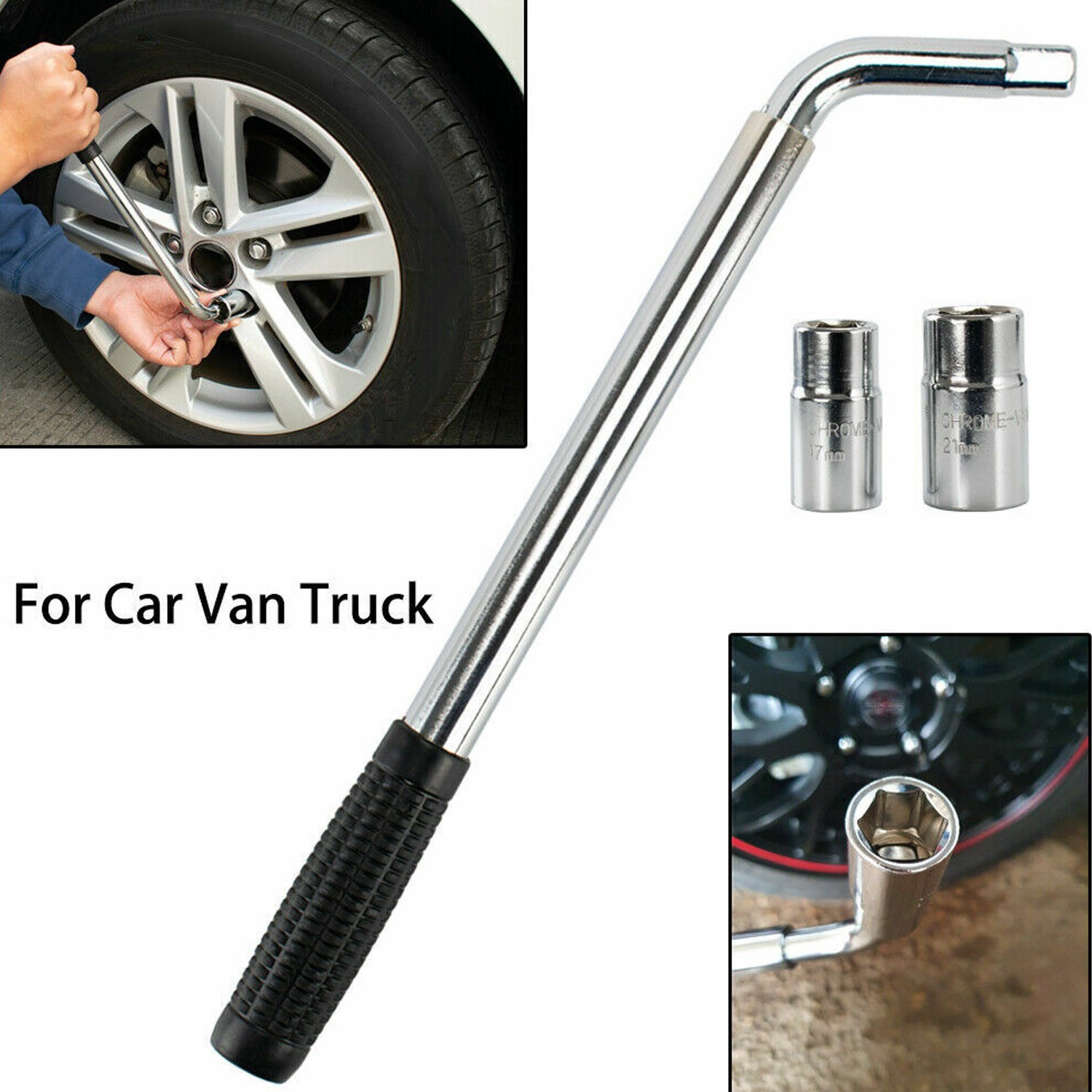 Lug Nut Wrench (17/19MM) & (21/23MM) Van Car Brace Extendable Wheel Socket Tyre
