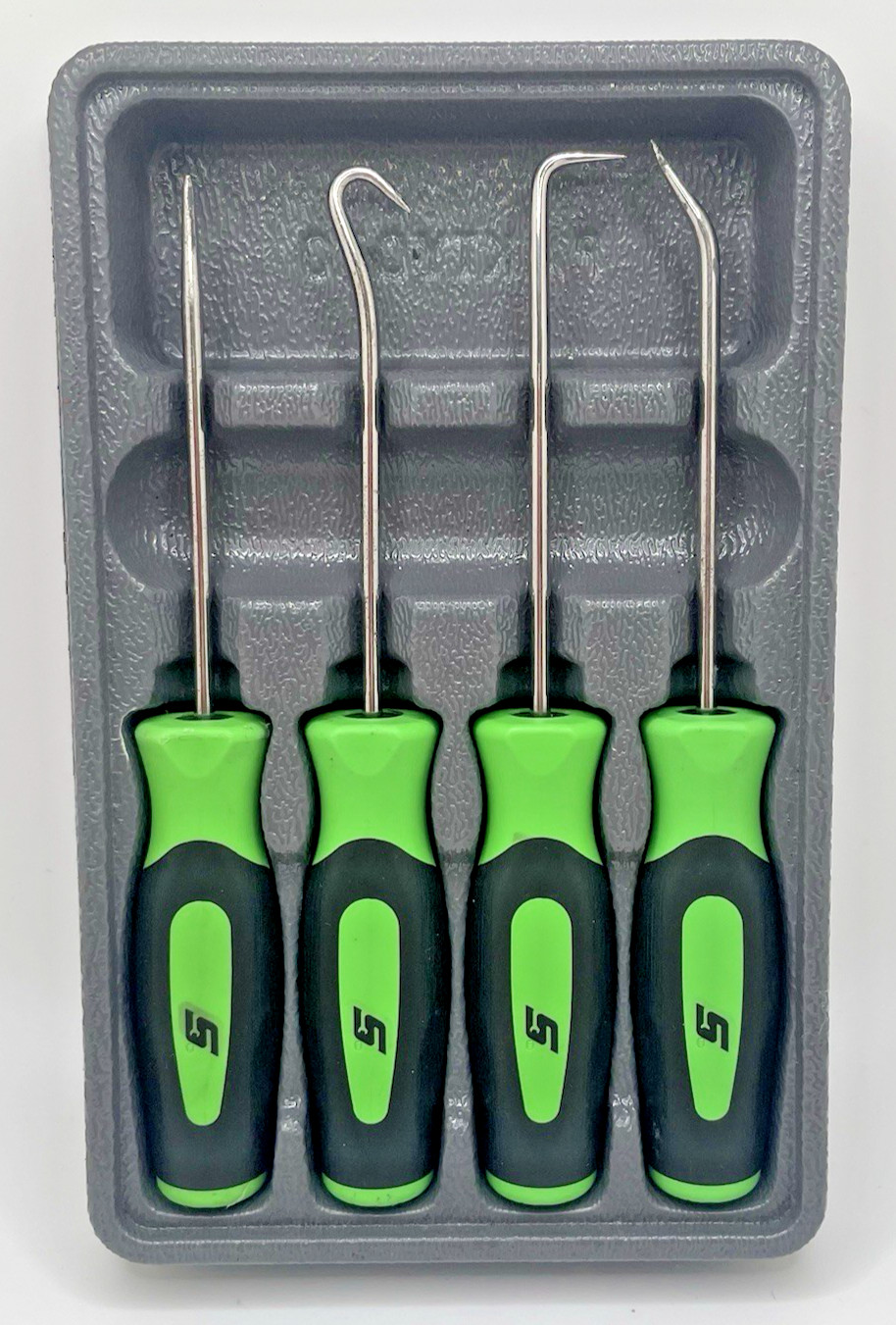 Snap On Tools Instinct Mini Soft Grip Pic 4 Pc Set Green w/ Tray SGASA204CG #T1