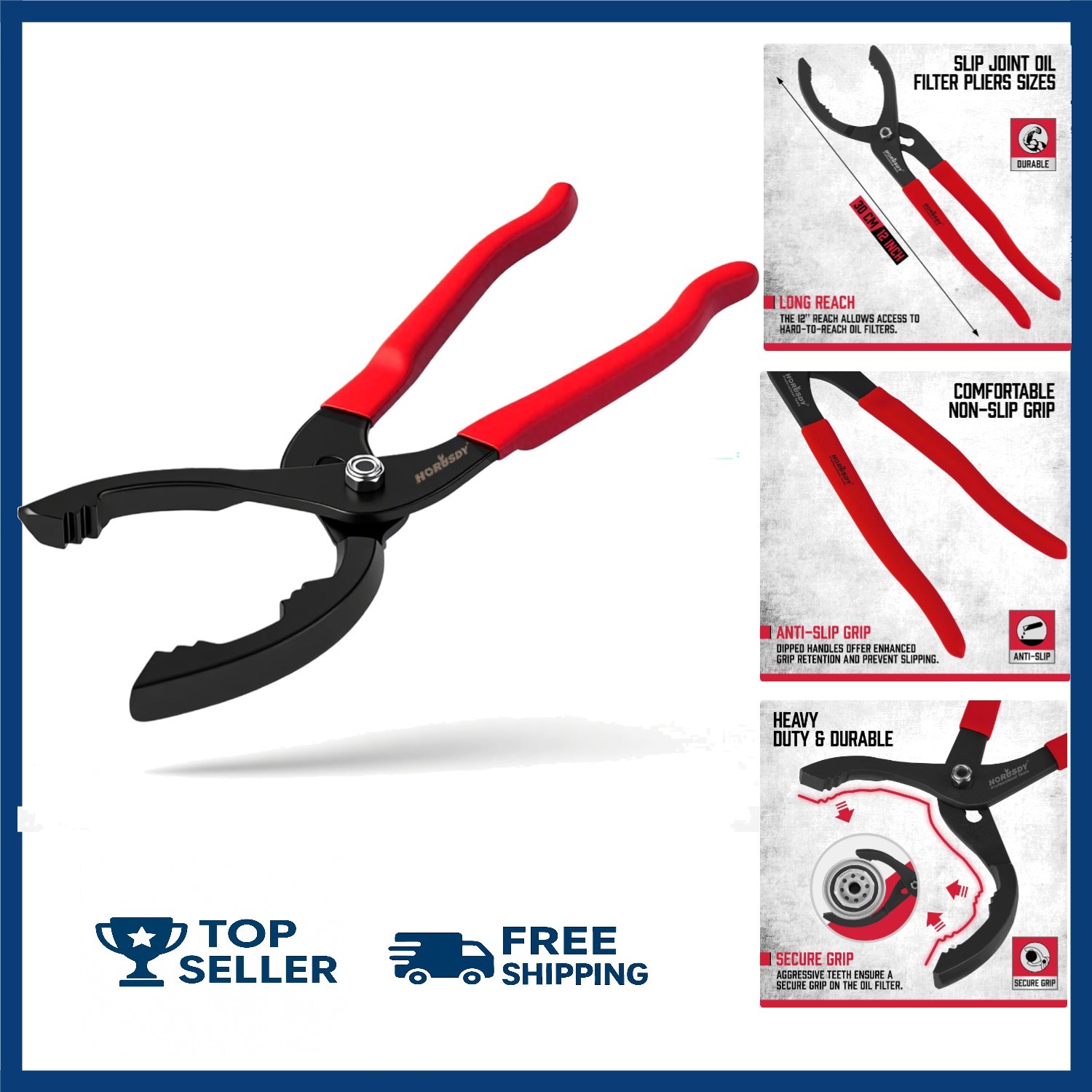 12″ Adjustable Oil Filter Pliers with Ergonomic Grip – Durable High Carbon Steel