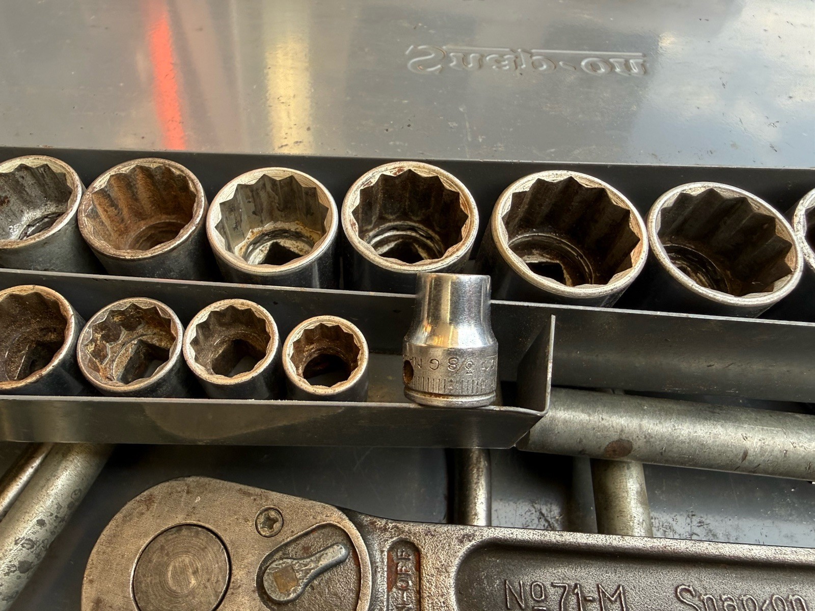 Snap On Tools Socket and Ratchet Set with Metal Case USA Made 35 Piece Set