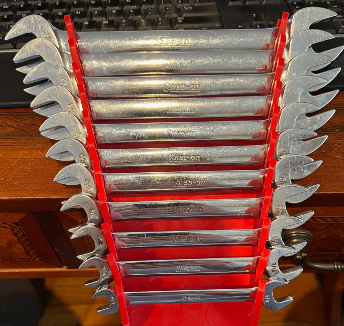 SNAP-ON UNDERLINE VO SERIES SAE DOUBLE OPEN END WRENCH SET 1″ TO 1/4″ 12 PC