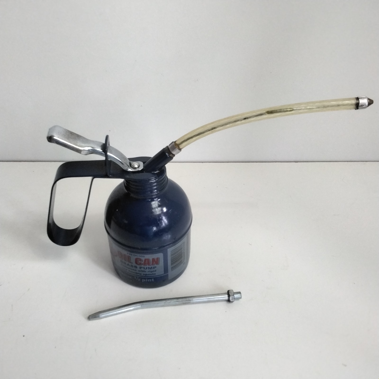 Faithfull Tools 300ml Oil Can Brass Pump 2 Spouts Workshop Tool