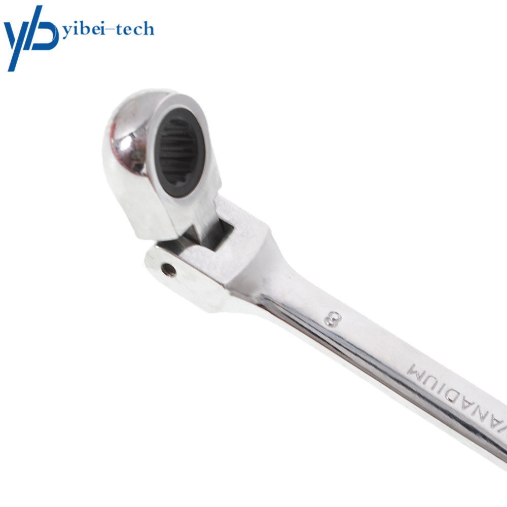 12pc 8-19mm Metric Flexible Head Ratcheting Wrench Combination Spanner Tool Set