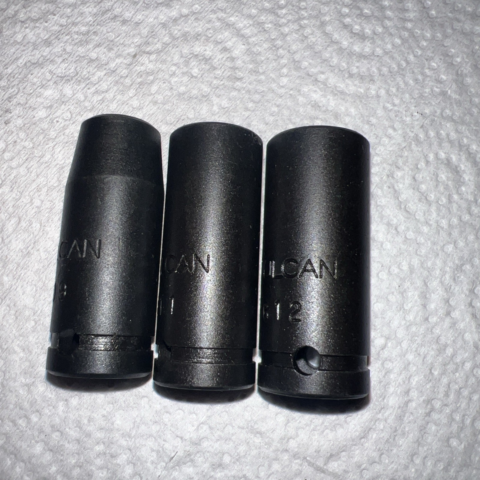NOS VULCAN Tools 3pc Metric Deep Impact Socket Set, 3/8” Drive, 6 Point USA