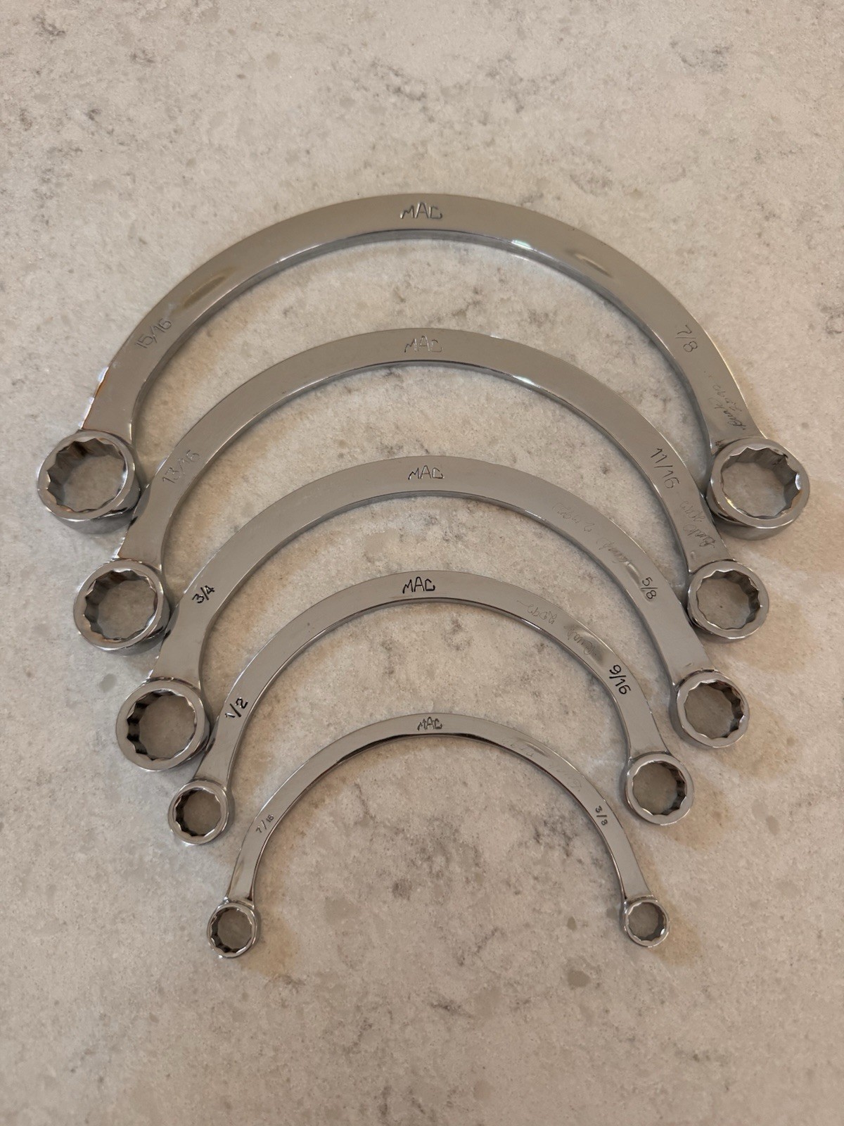 Mac Tools USA Half Moon Obstruction Wrench Double Box End Set 5 PCs