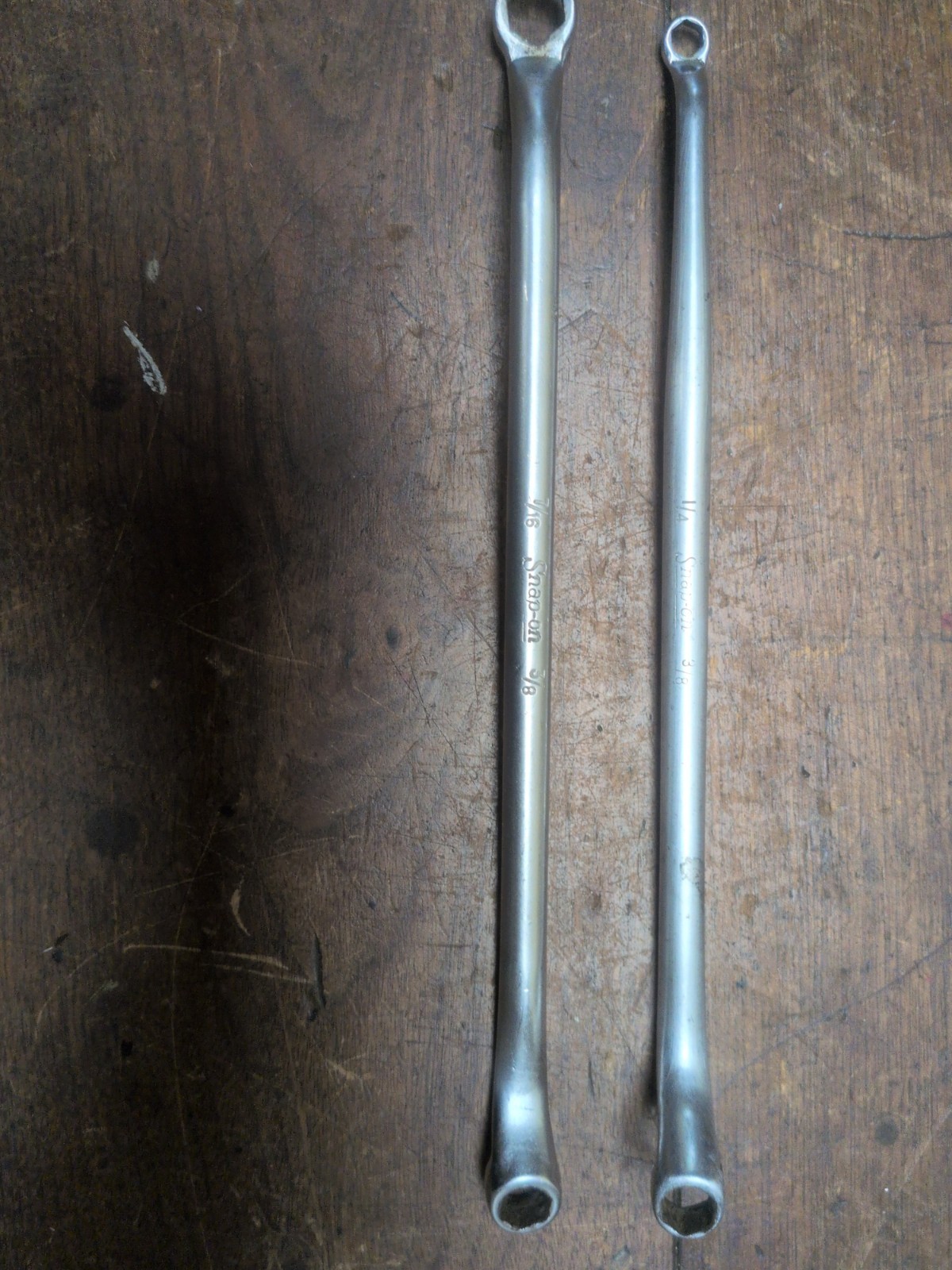 Two Snap On 6 pt (1/4″-3/8″) B1458 & (7/16″-3/8″) B1460 Offset Bleeder Wrench