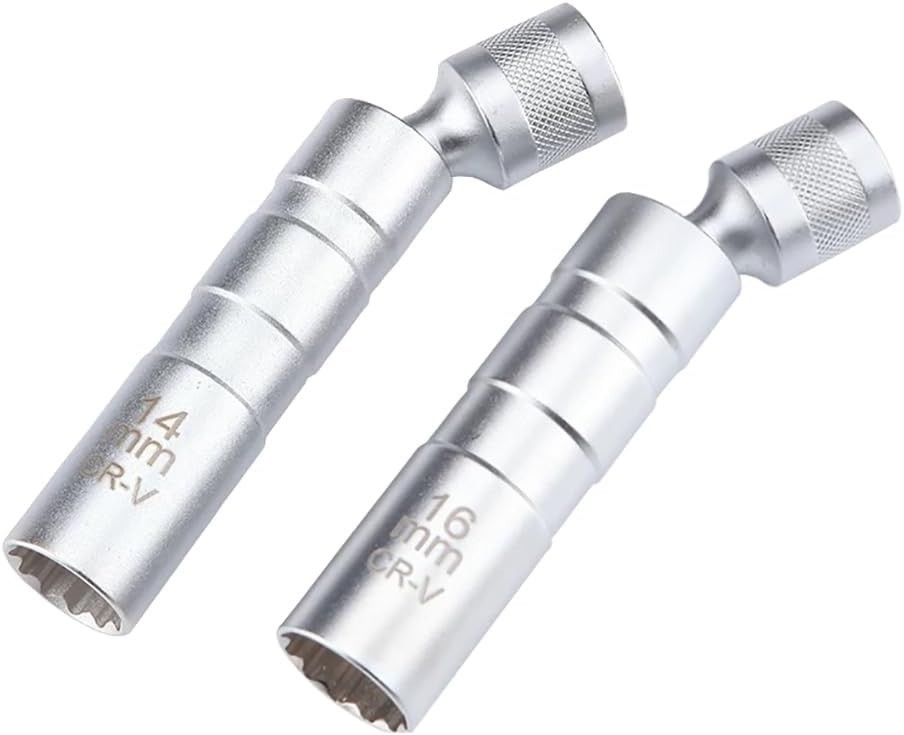 2PC Magnetic Swivel Spark Plug Socket Set – 14mm & 16mm, 360-Degree Design