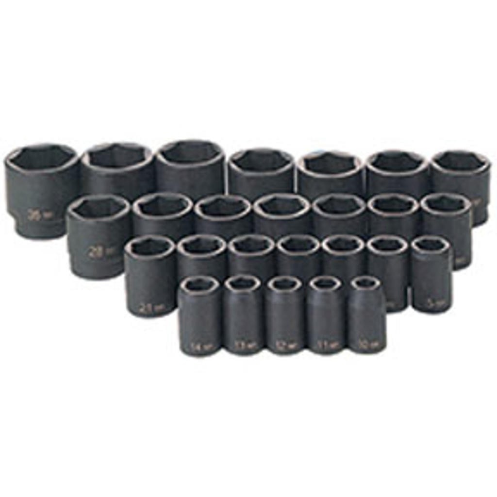 26 Pc. 1/2″ Drive 6 Point Metric Standard Master Socket Set GRY-1326M New!