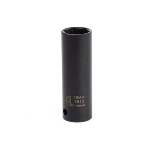 Sunex 2619 1/2 In. Drive 6-point Extra Thin Wall Deep Impact Socket 19mm