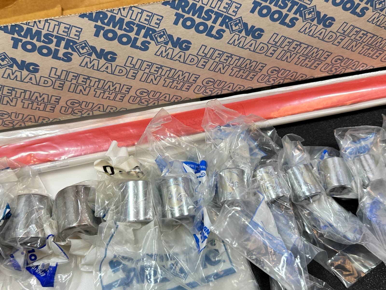 NOS Armstrong Tools USA 13pc 3/8” Drive SAE 1/4-1” Socket Set, 6 Point, EYE-D