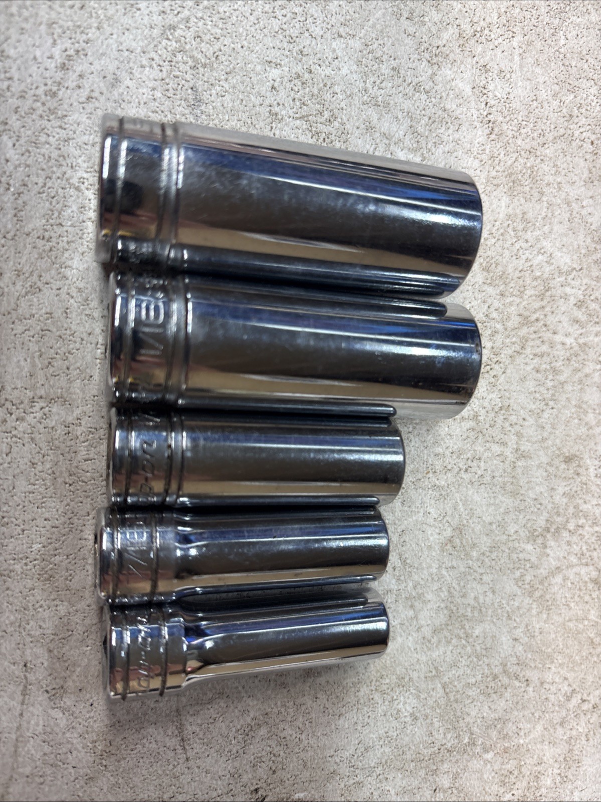 5 Snap on SFS241,221,161,141,121 3/8″ Drive 6 Point SAE Deep Chrome Sockets USA